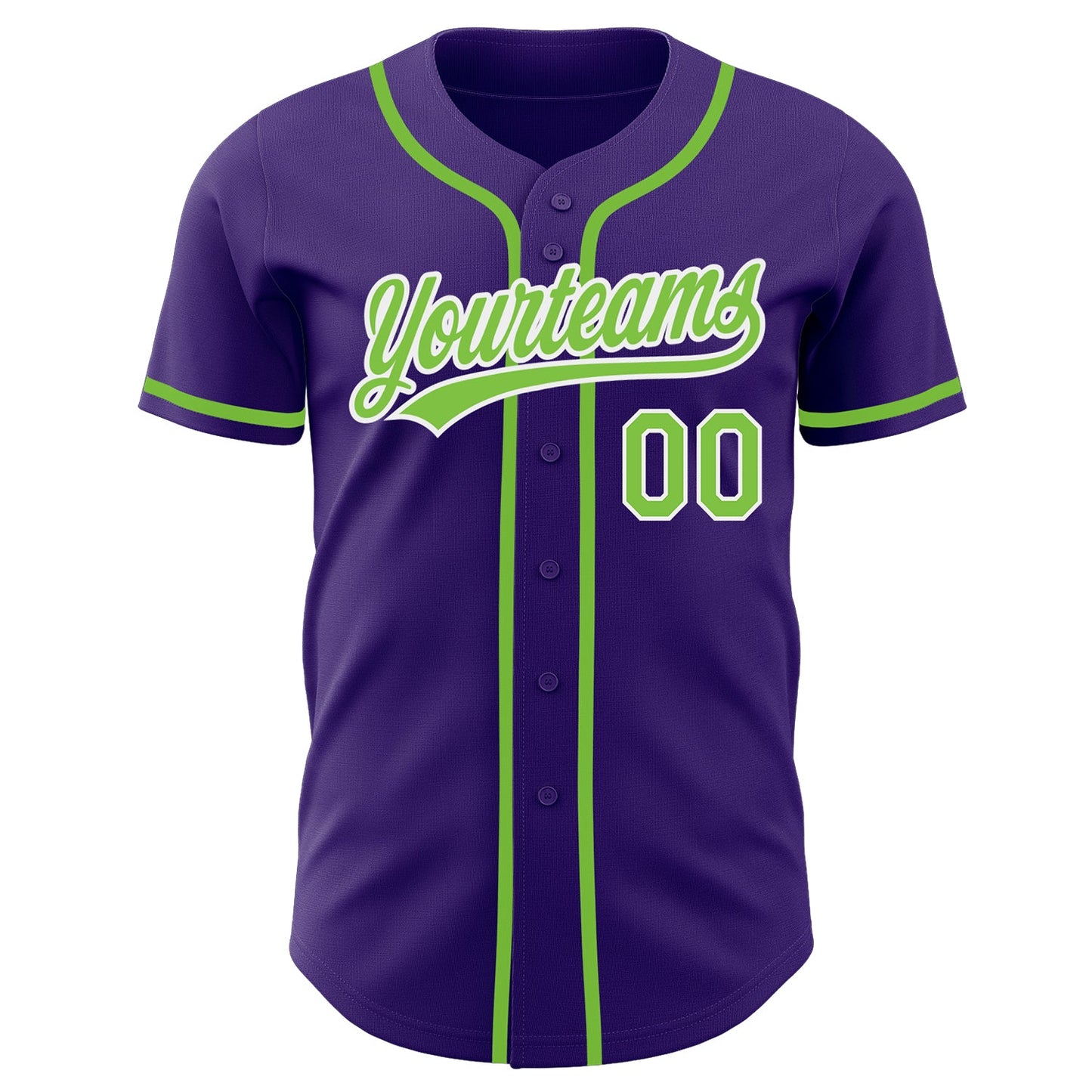 Custom Purple Neon Green-White Authentic Baseball Jersey view 2