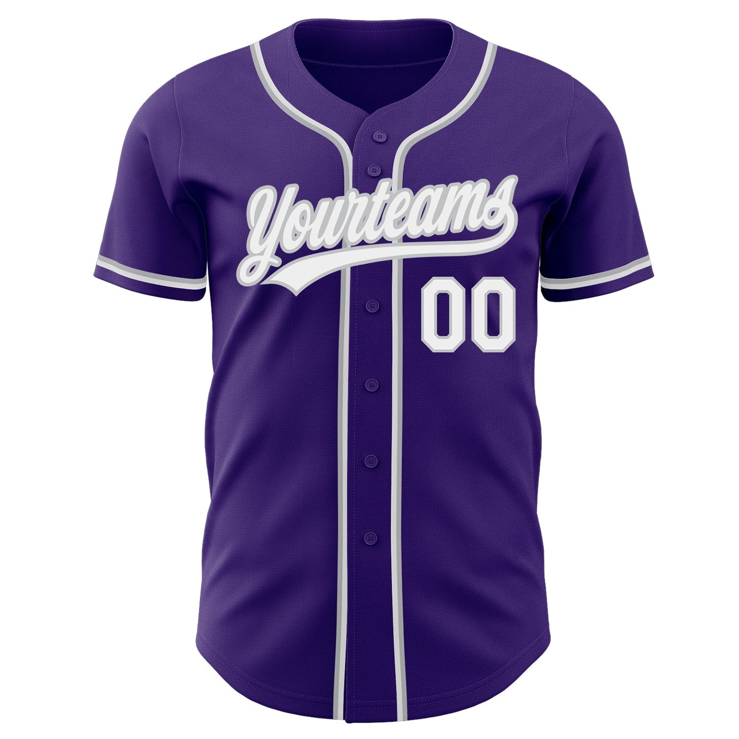 Custom Purple White-Gray Authentic Baseball Jersey view 2