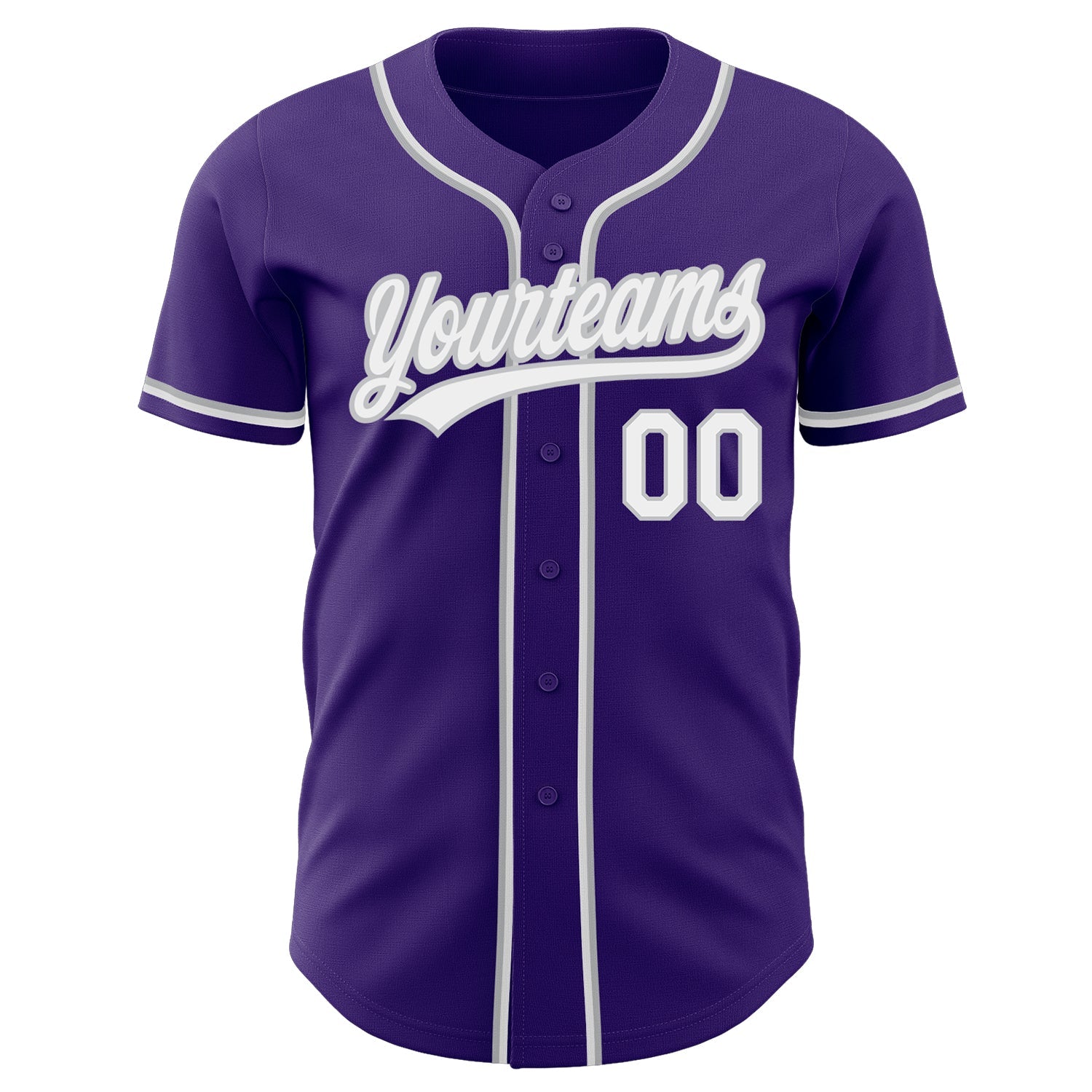 Custom Purple White-Gray Authentic Baseball Jersey view 2