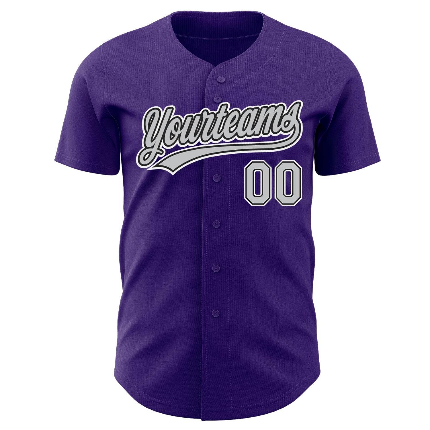 Custom Purple Gray-Black Authentic Baseball Jersey view 2