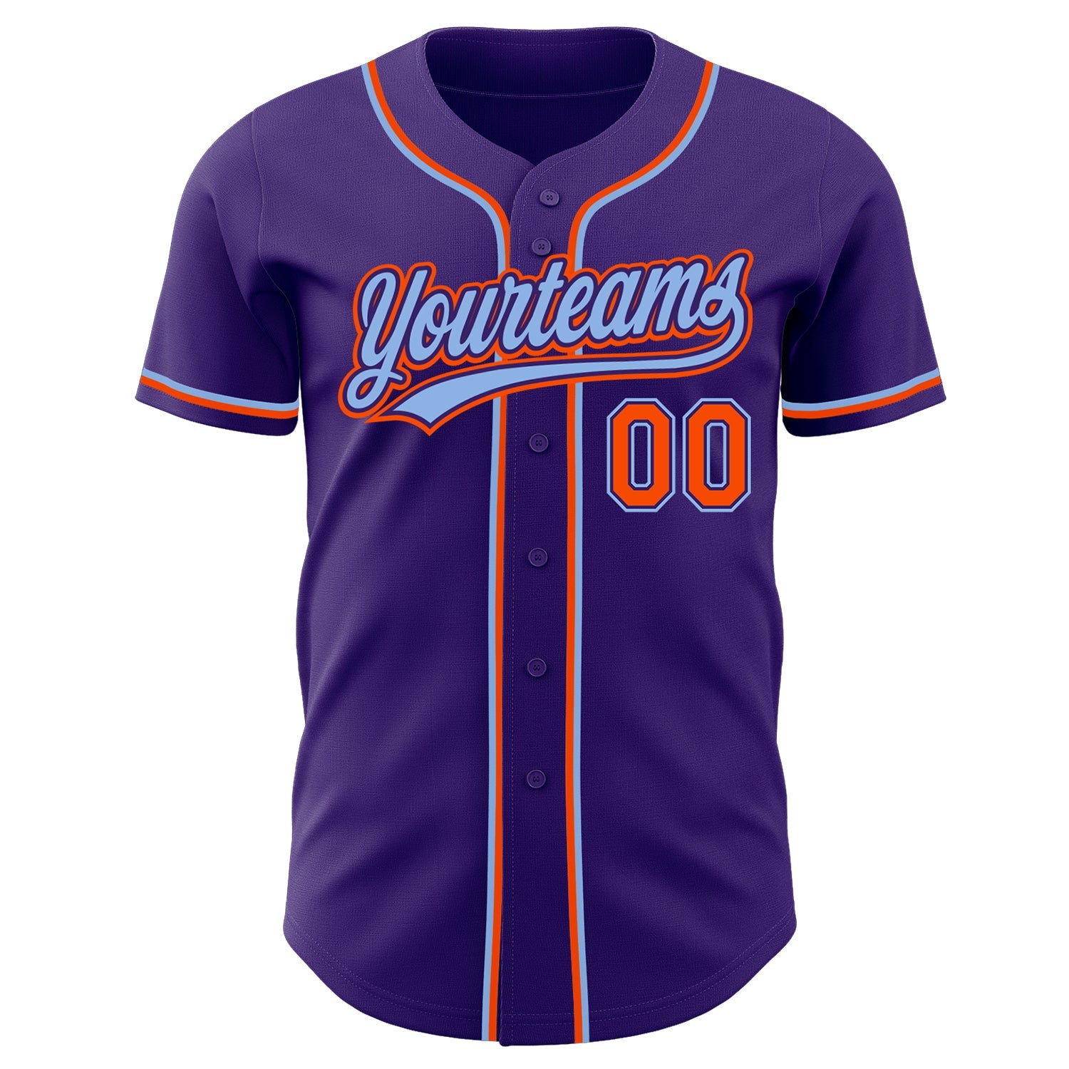 Custom Purple Orange-Light Blue Authentic Baseball Jersey view 2