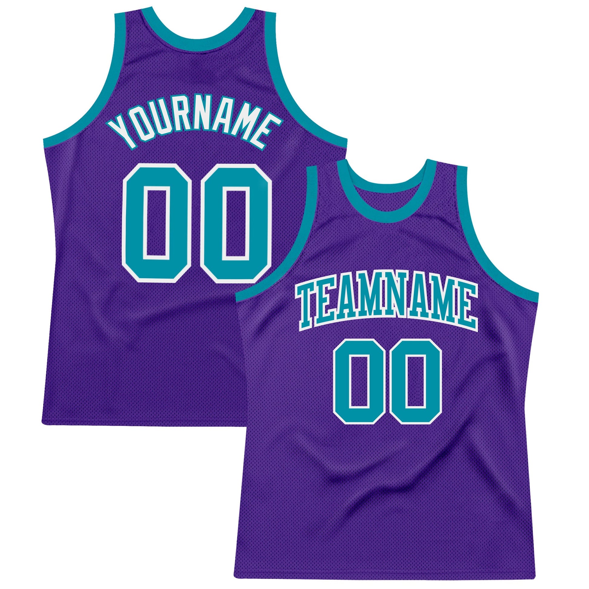 Custom Purple Teal-White Authentic Throwback Basketball Jersey - Main View
