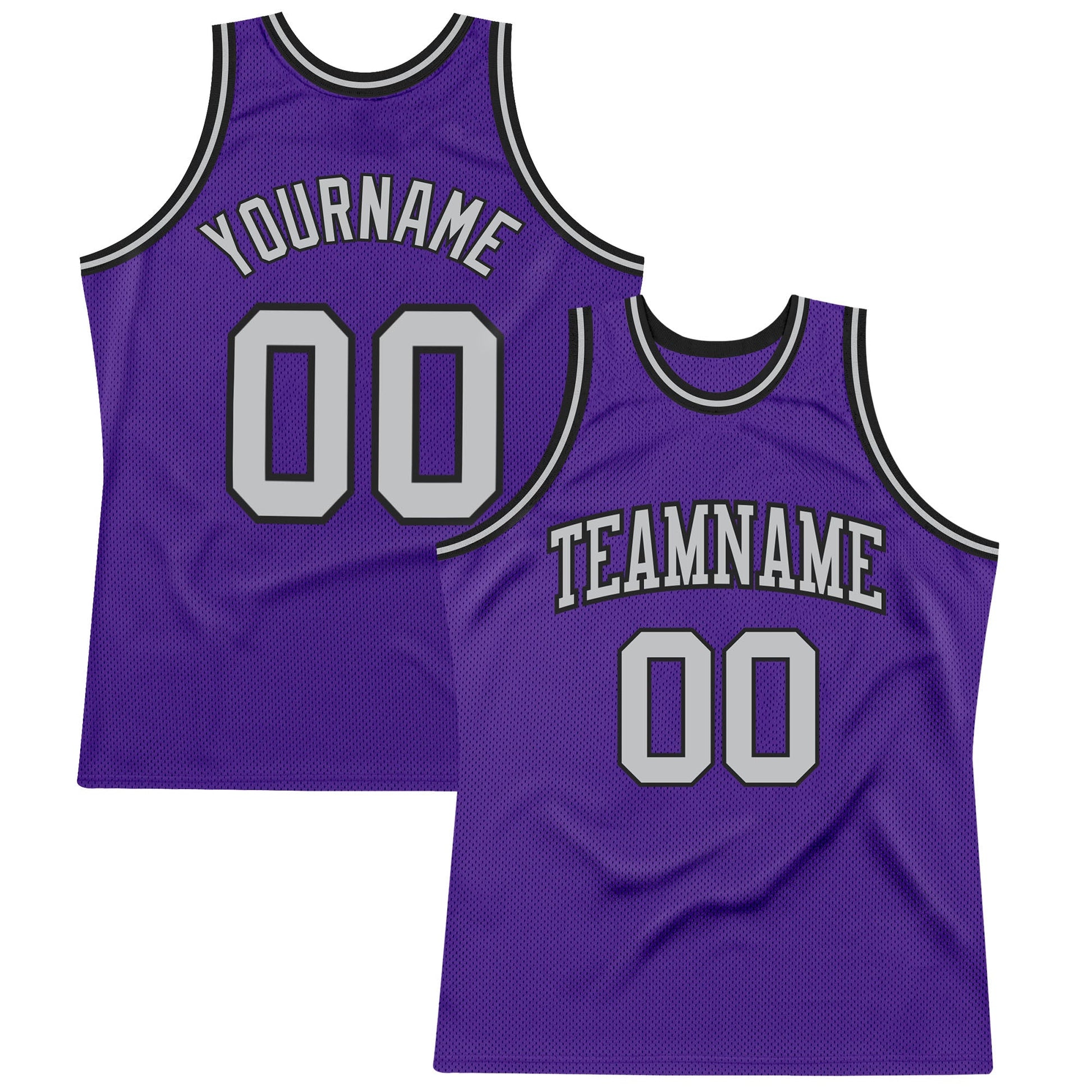 Custom Purple Gray-Black Authentic Throwback Basketball Jersey - Main View