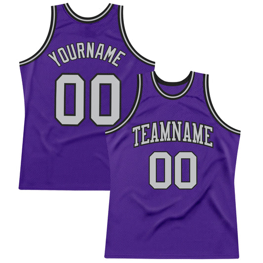 Custom Purple Gray-Black Authentic Throwback Basketball Jersey - Main View