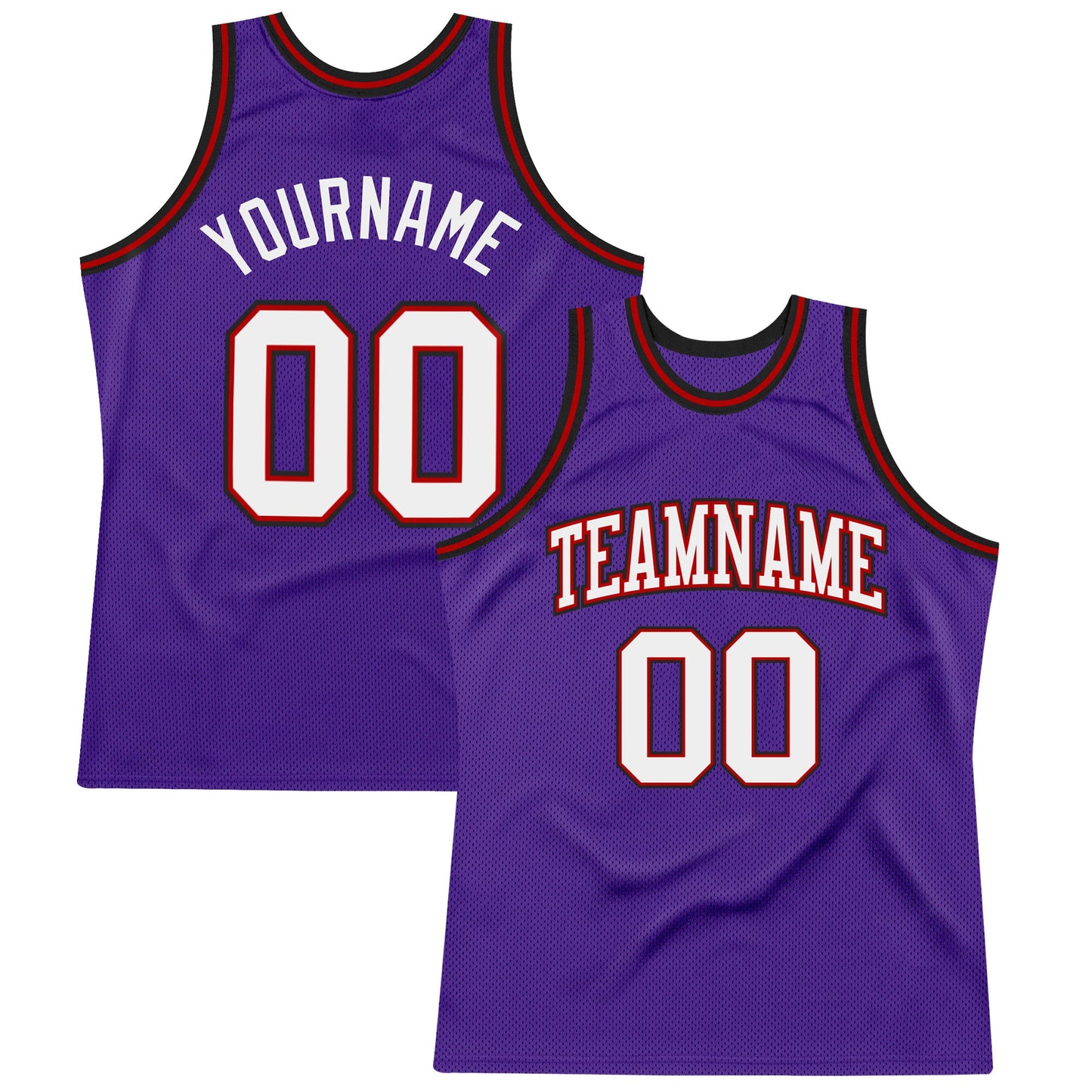 Custom Purple White Red-Black Authentic Throwback Basketball Jersey - Main View