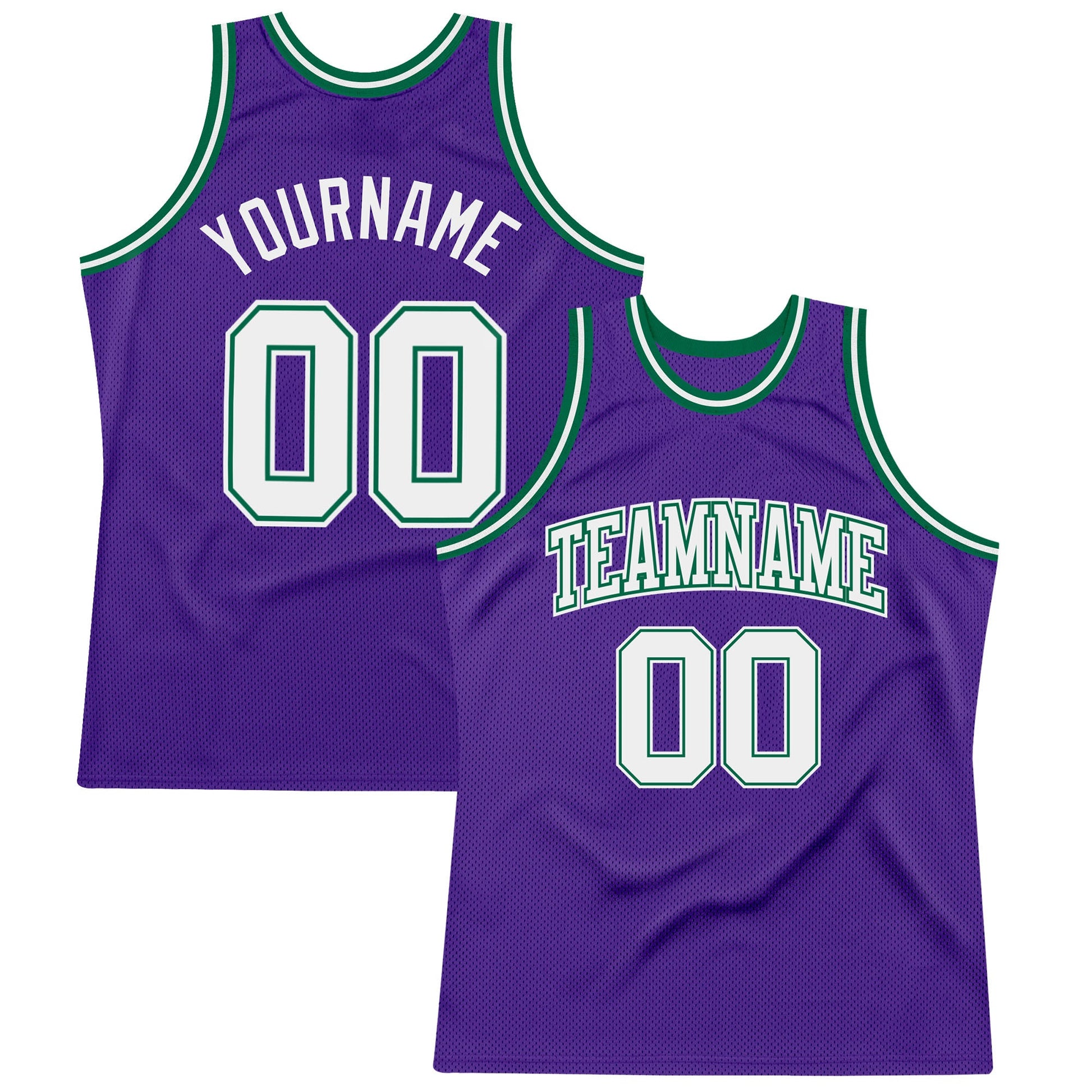 Custom Purple White-Kelly Green Authentic Throwback Basketball Jersey - Main View