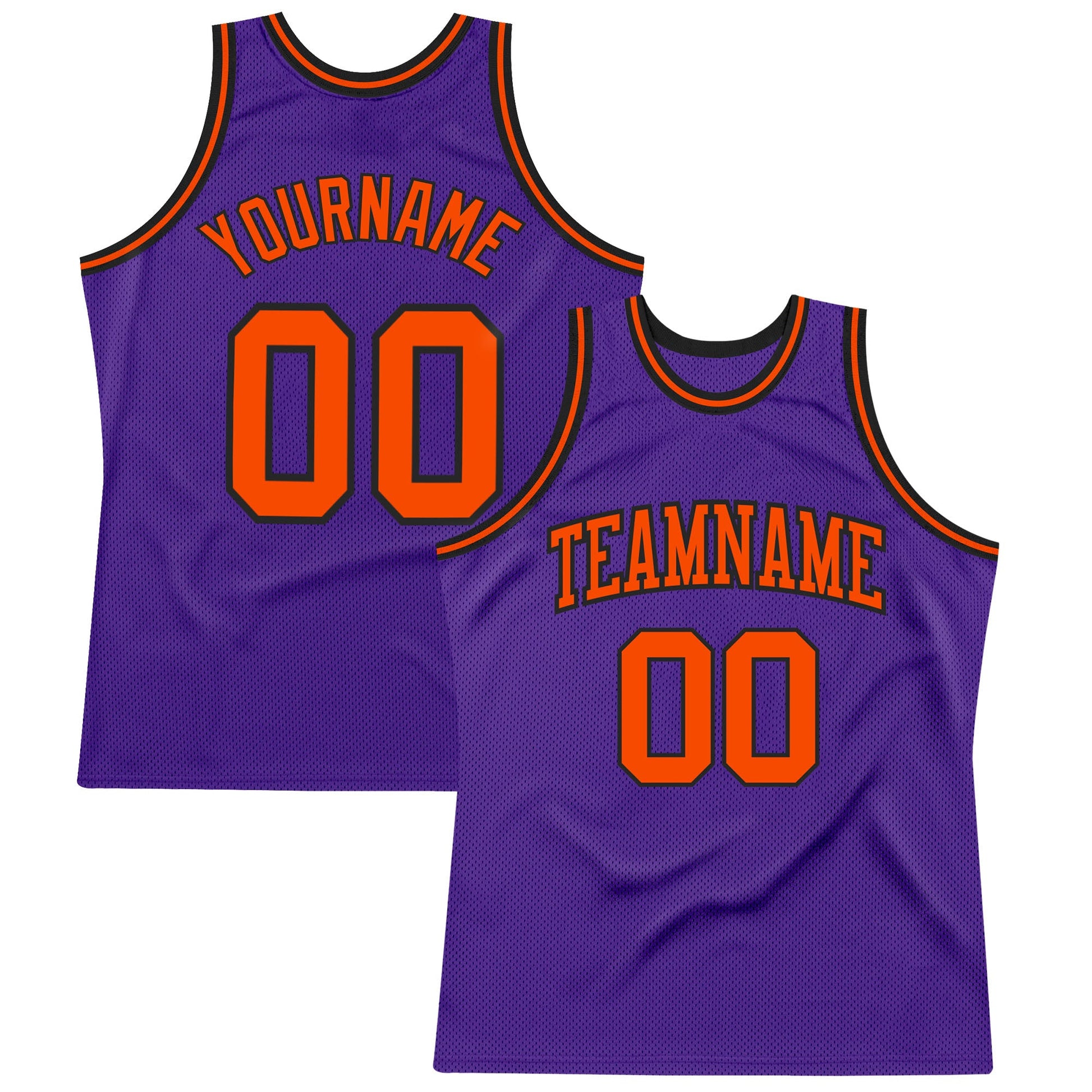 Custom Purple Orange-Black Authentic Throwback Basketball Jersey - Main View