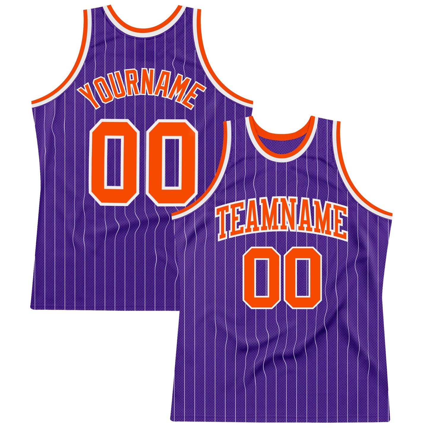 Custom Purple White Pinstripe Orange Authentic Basketball Jersey - Main View