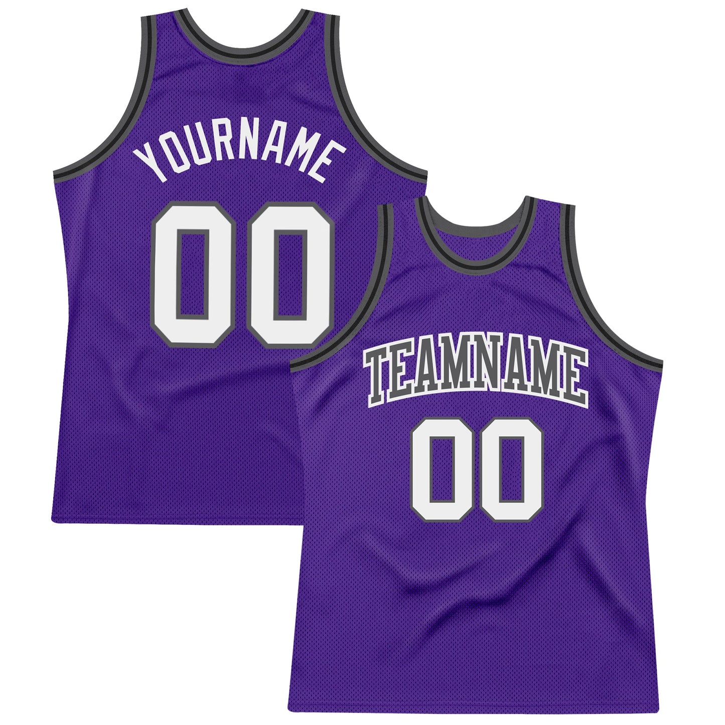 Custom Purple White Steel Gray-Black Authentic Throwback Basketball Jersey - Main View
