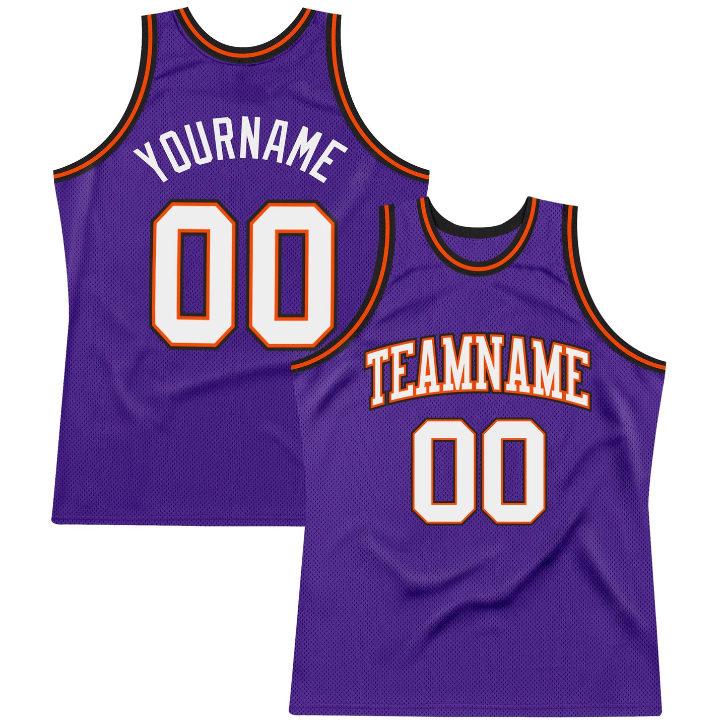 Custom Purple White Orange-Black Authentic Throwback Basketball Jersey - Main View