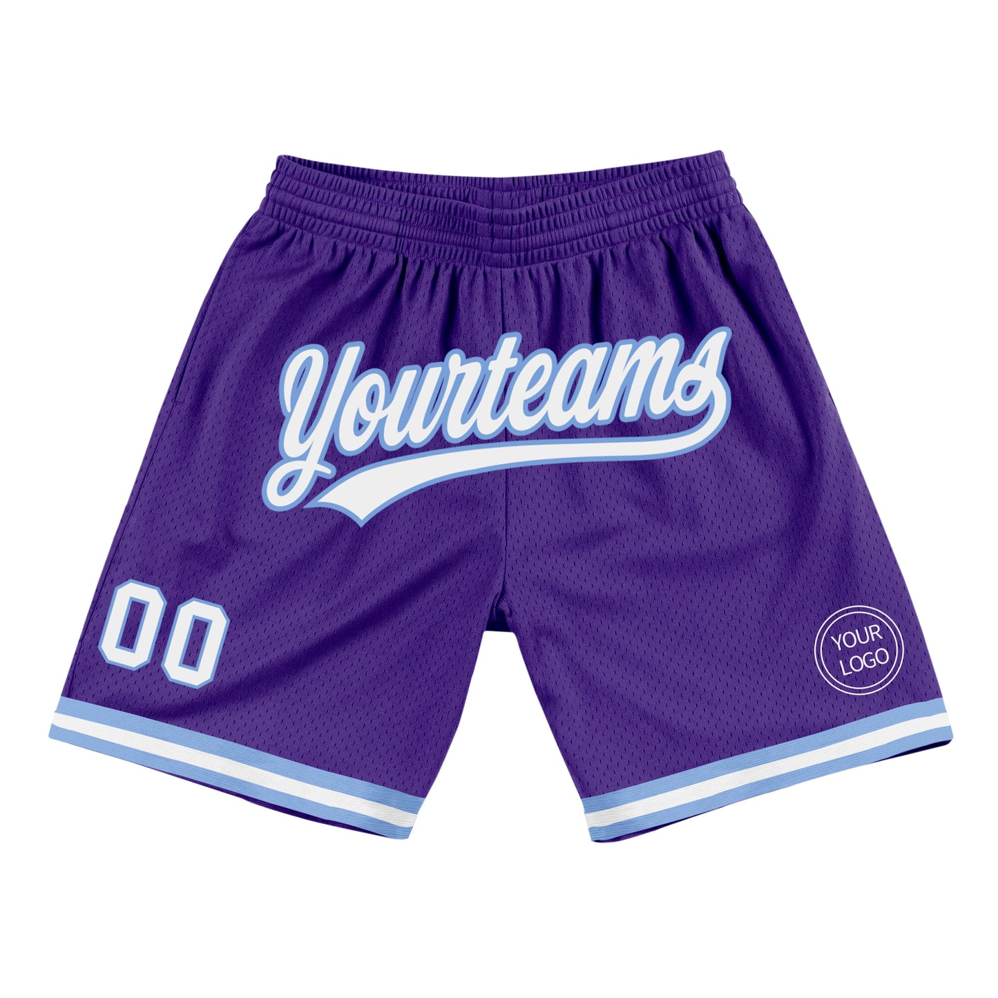 Custom Purple White-Light Blue Authentic Throwback Basketball Shorts - Main View