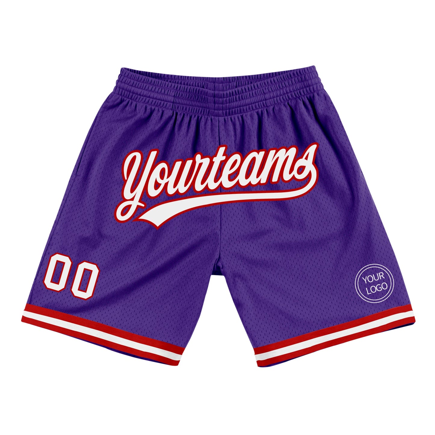 Custom Purple White-Red Authentic Throwback Basketball Shorts - Main View