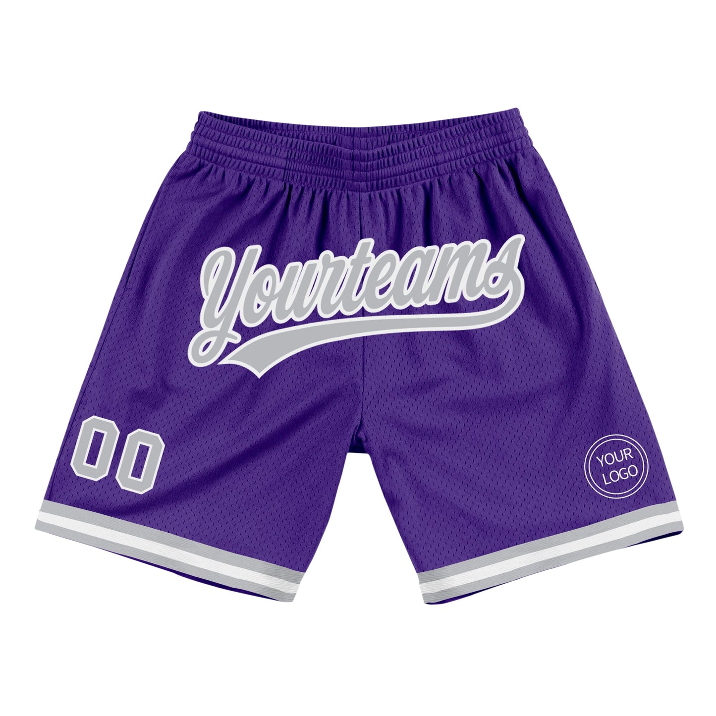 Custom Purple Gray-White Authentic Throwback Basketball Shorts - Main View