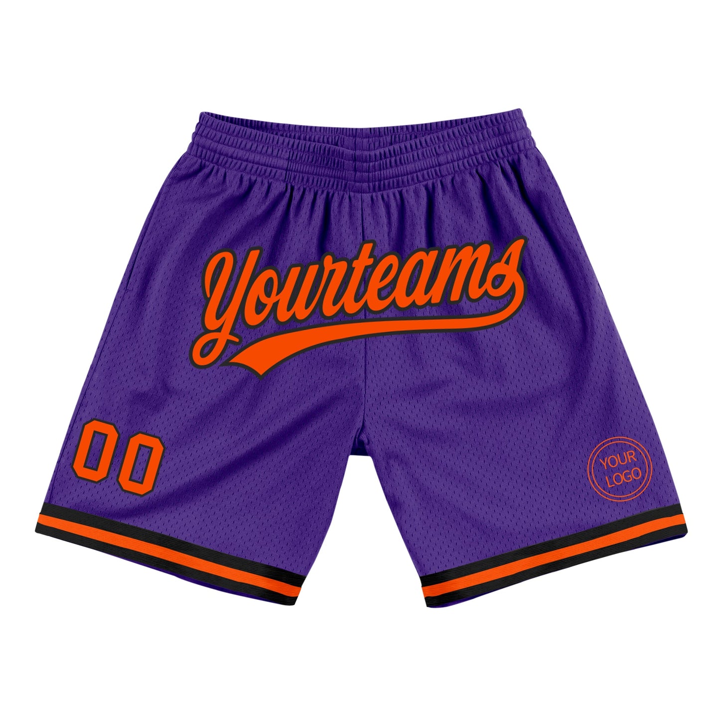 Custom Purple Orange-Black Authentic Throwback Basketball Shorts - Main View