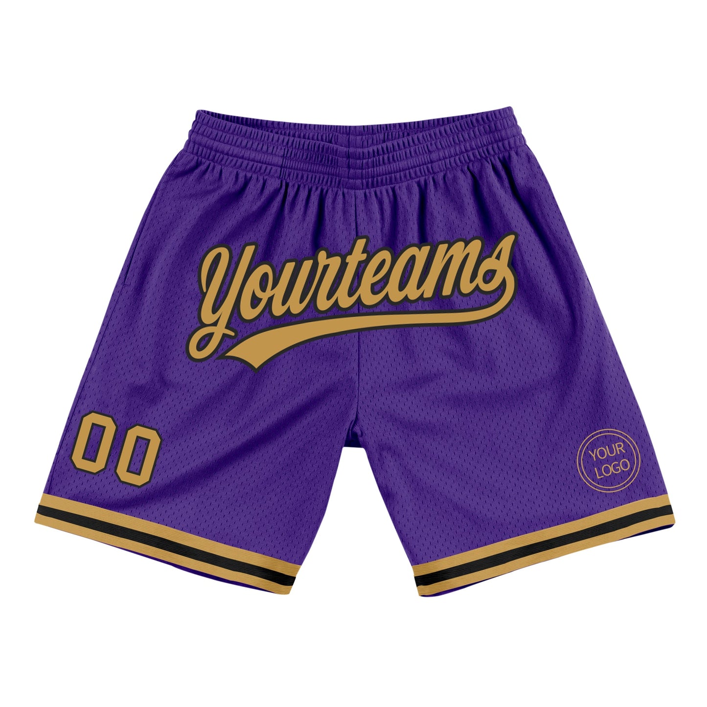 Custom Purple Old Gold-Black Authentic Throwback Basketball Shorts - Main View