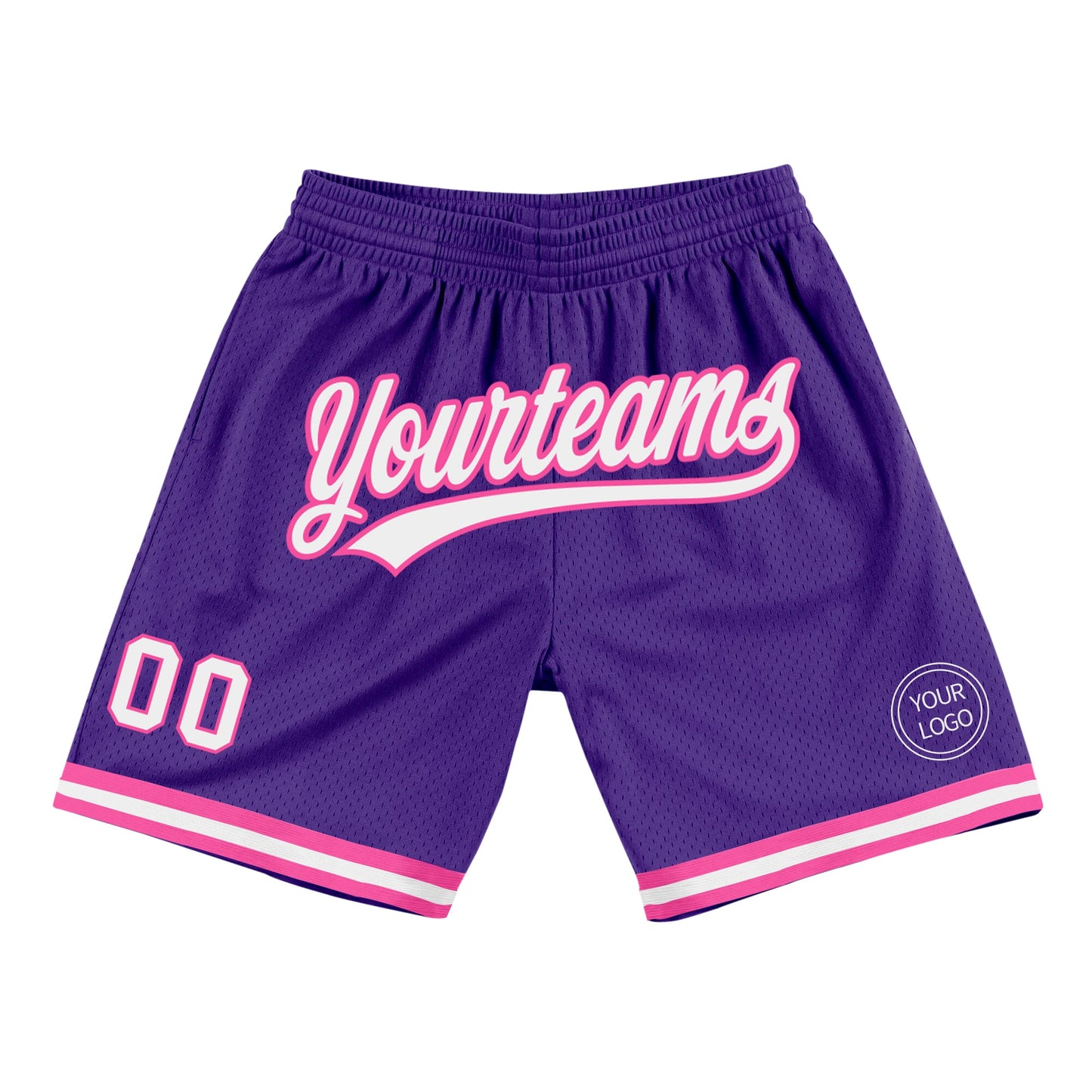 Custom Purple White-Pink Authentic Throwback Basketball Shorts - Main View