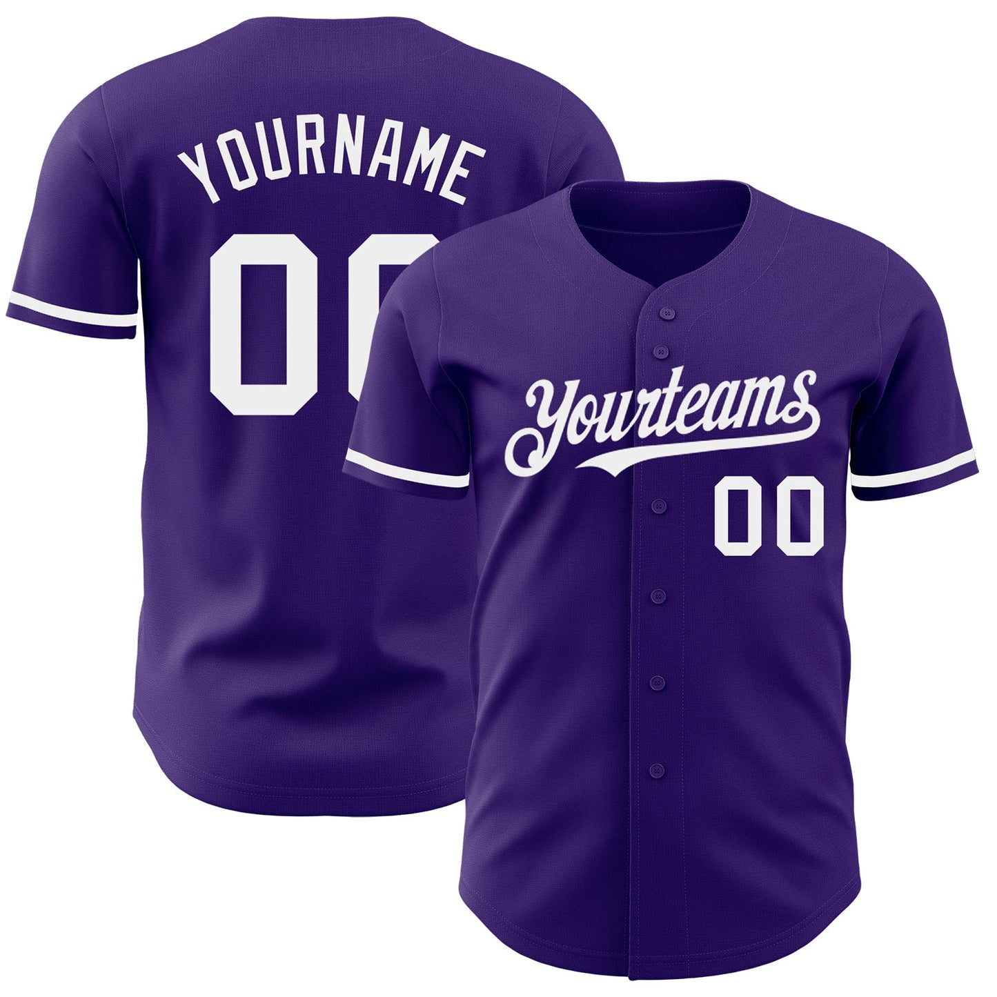 Custom Purple White Authentic Baseball Jersey - Main View