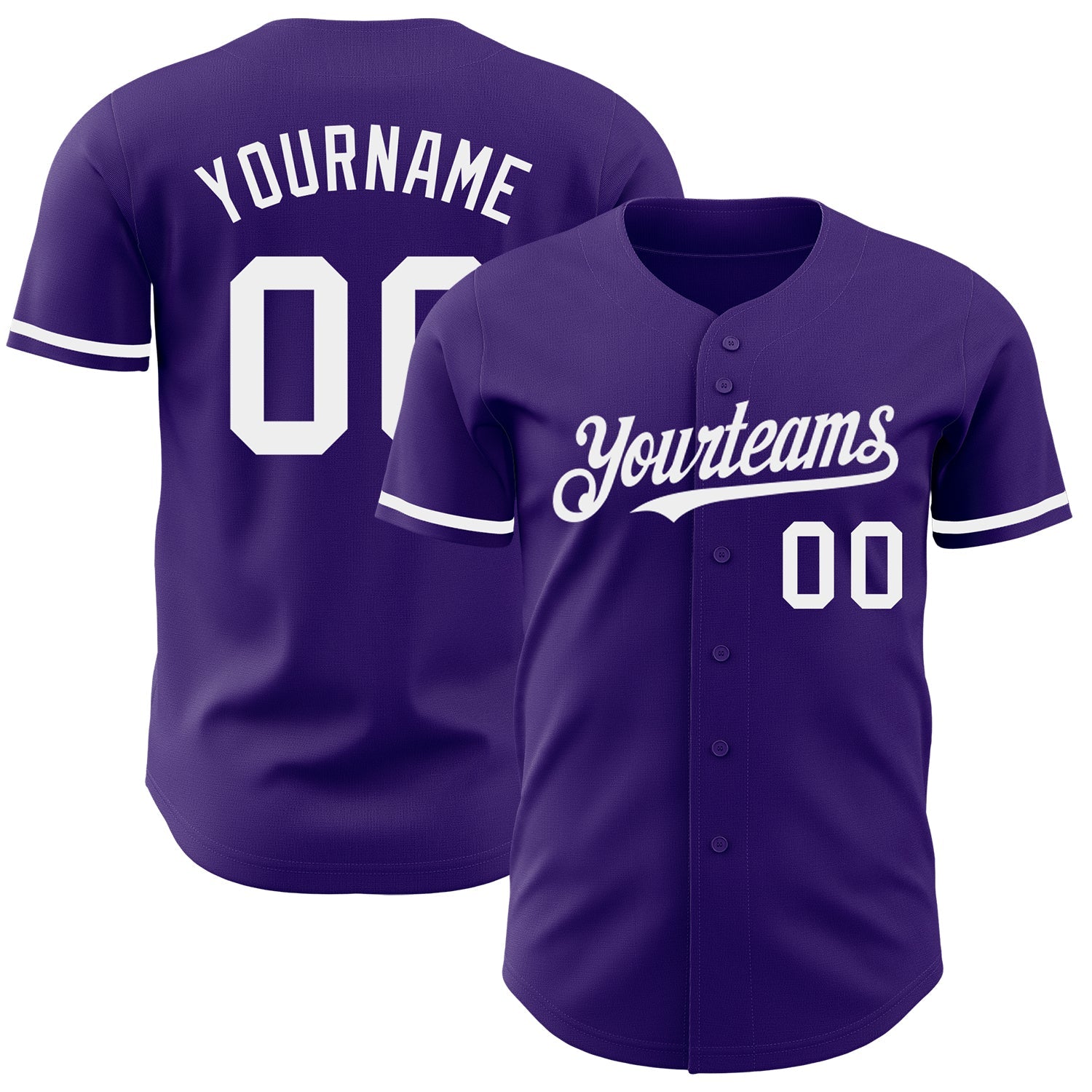 Custom Purple White Authentic Baseball Jersey - Main View