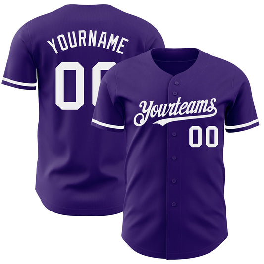 Custom Purple White Authentic Baseball Jersey - Main View