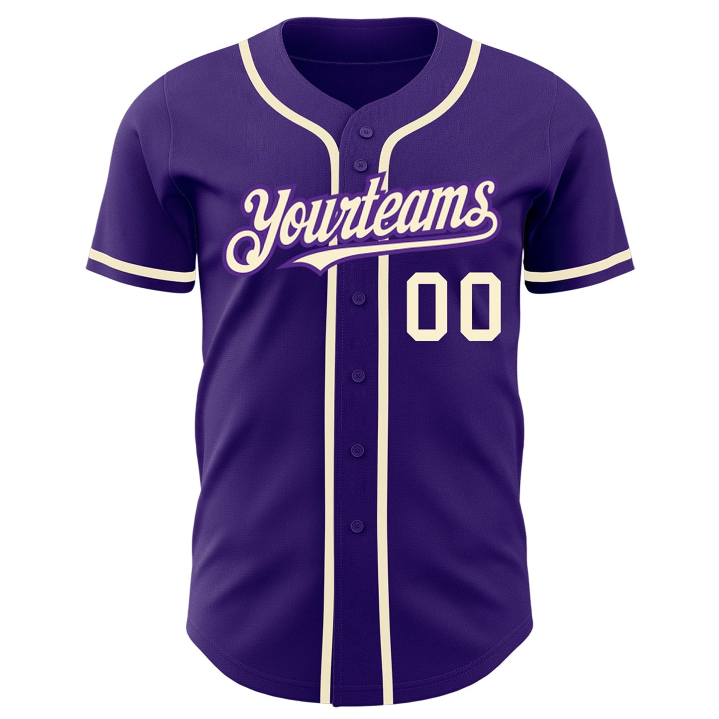 Custom Purple Cream Authentic Baseball Jersey view 2