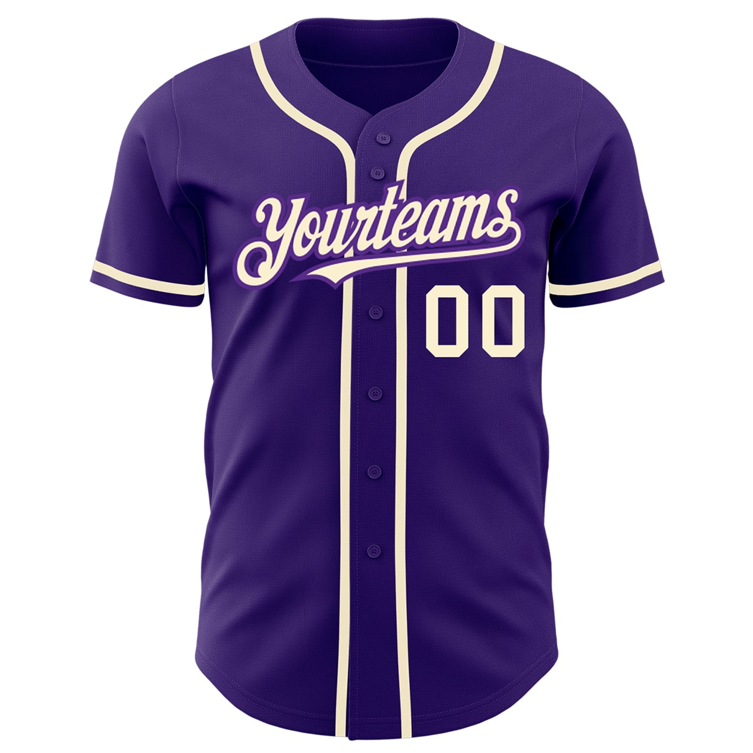 Custom Purple Cream Authentic Baseball Jersey view 2