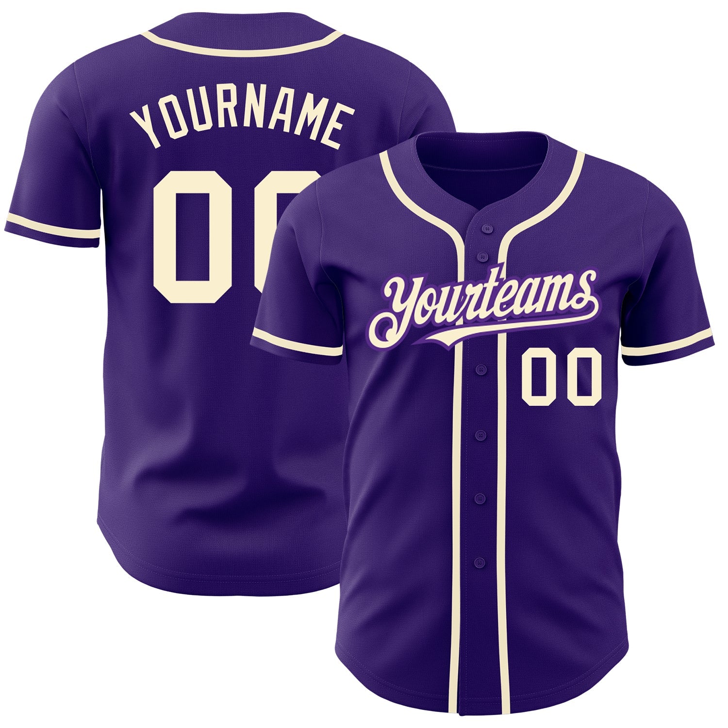 Custom Purple Cream Authentic Baseball Jersey - Main View