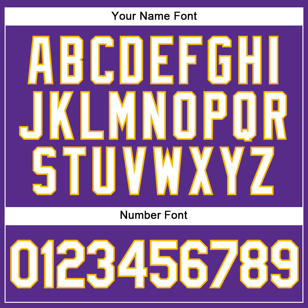 Custom Purple White Pinstripe Gold Authentic Baseball Jersey view 5