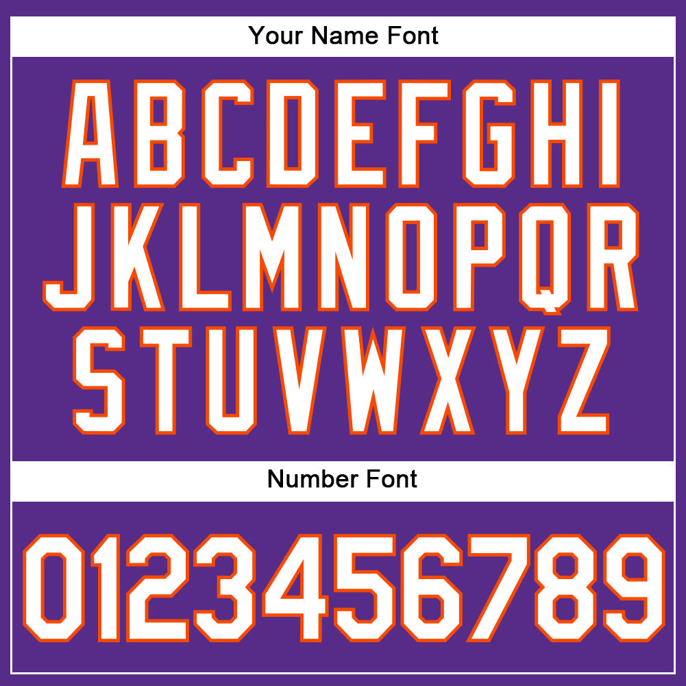 Custom Purple White Pinstripe Orange Authentic Baseball Jersey view 5