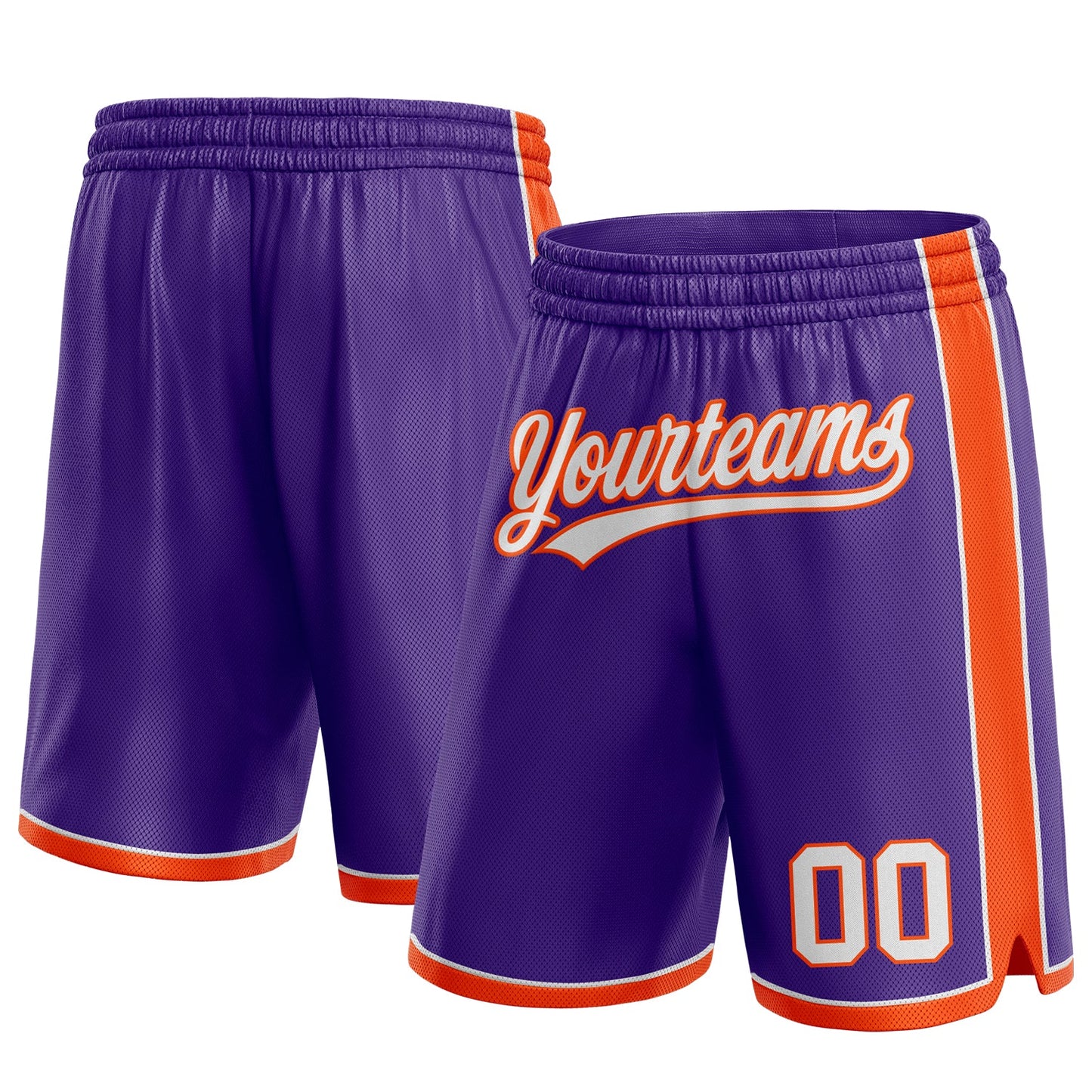 Custom Purple White-Orange Authentic Basketball Shorts - Main View