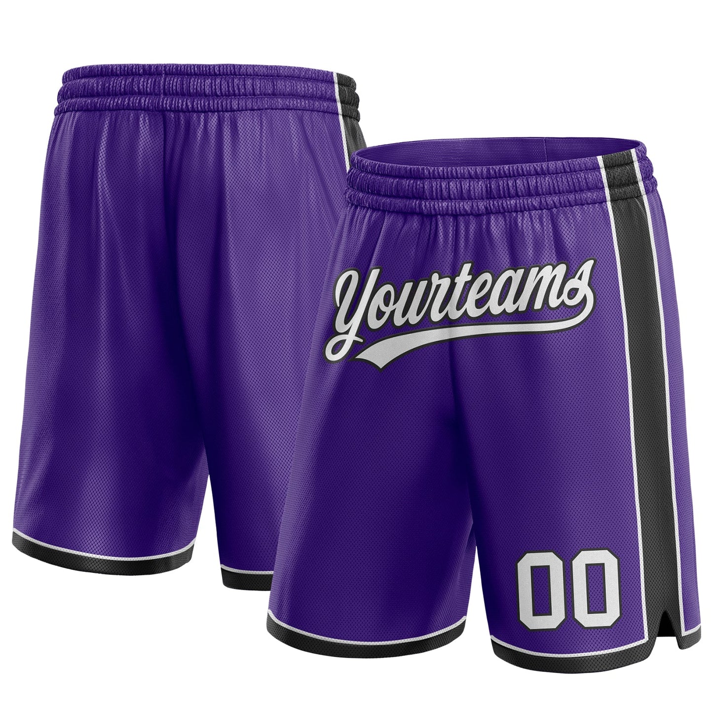 Custom Purple White-Black Authentic Basketball Shorts - Main View
