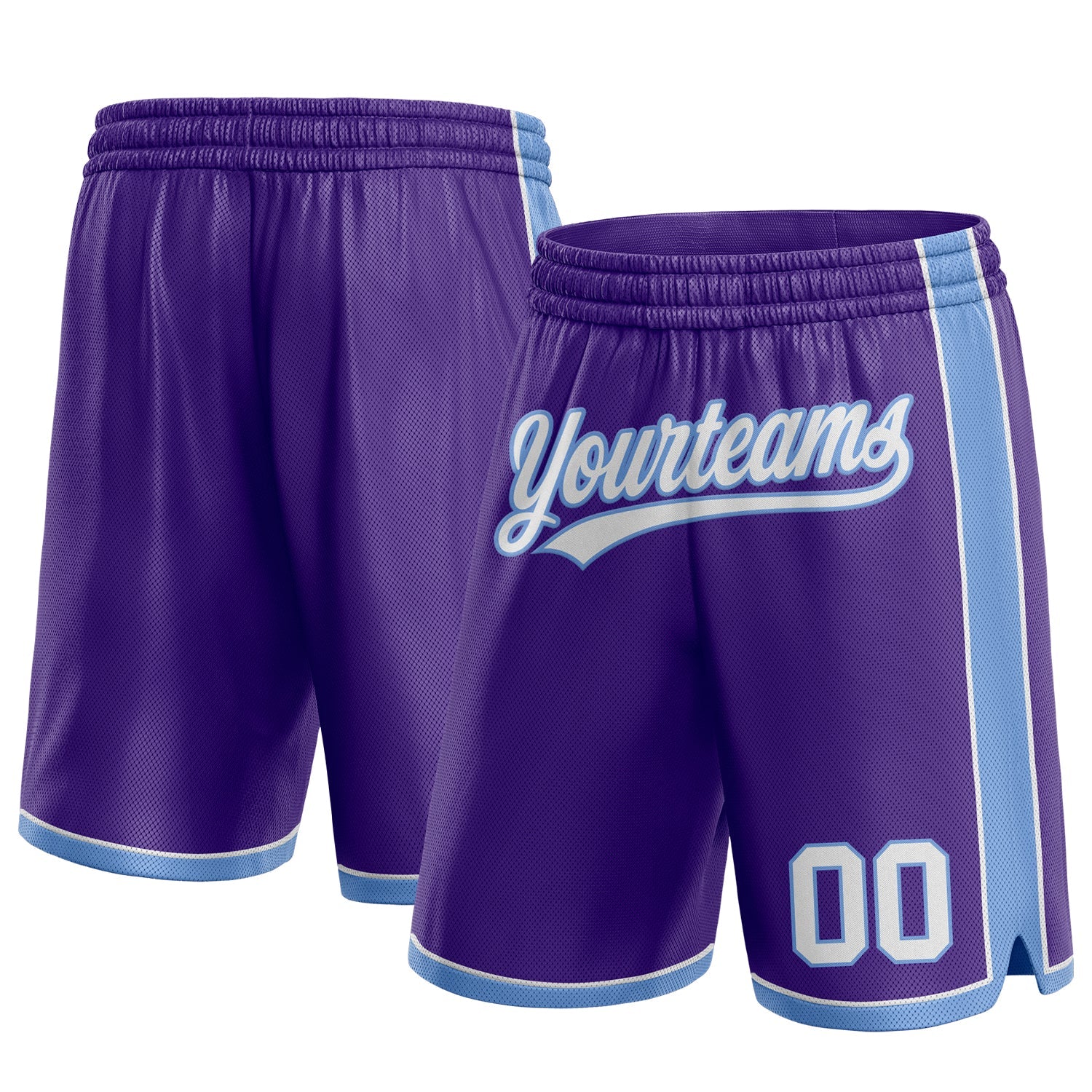 Custom Purple White-Light Blue Authentic Basketball Shorts - Main View