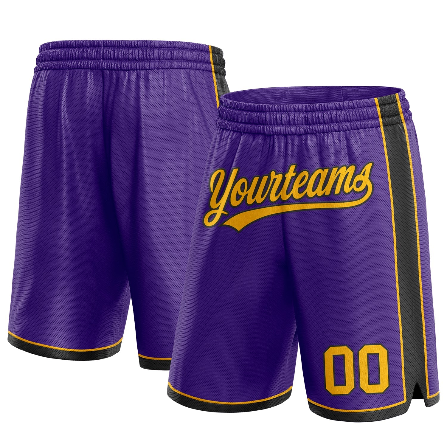 Custom Purple Gold-Black Authentic Basketball Shorts - Main View