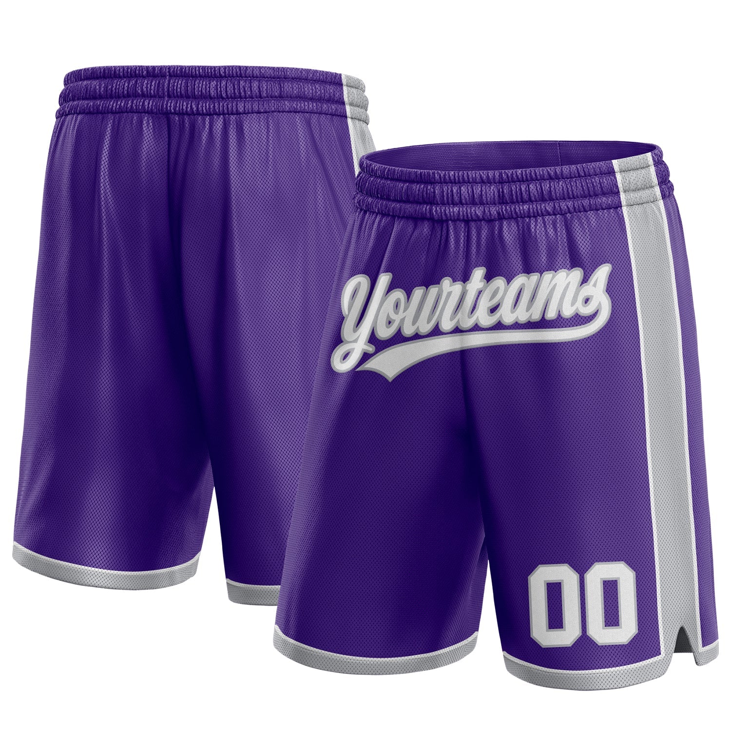 Custom Purple White-Gray Authentic Basketball Shorts - Main View