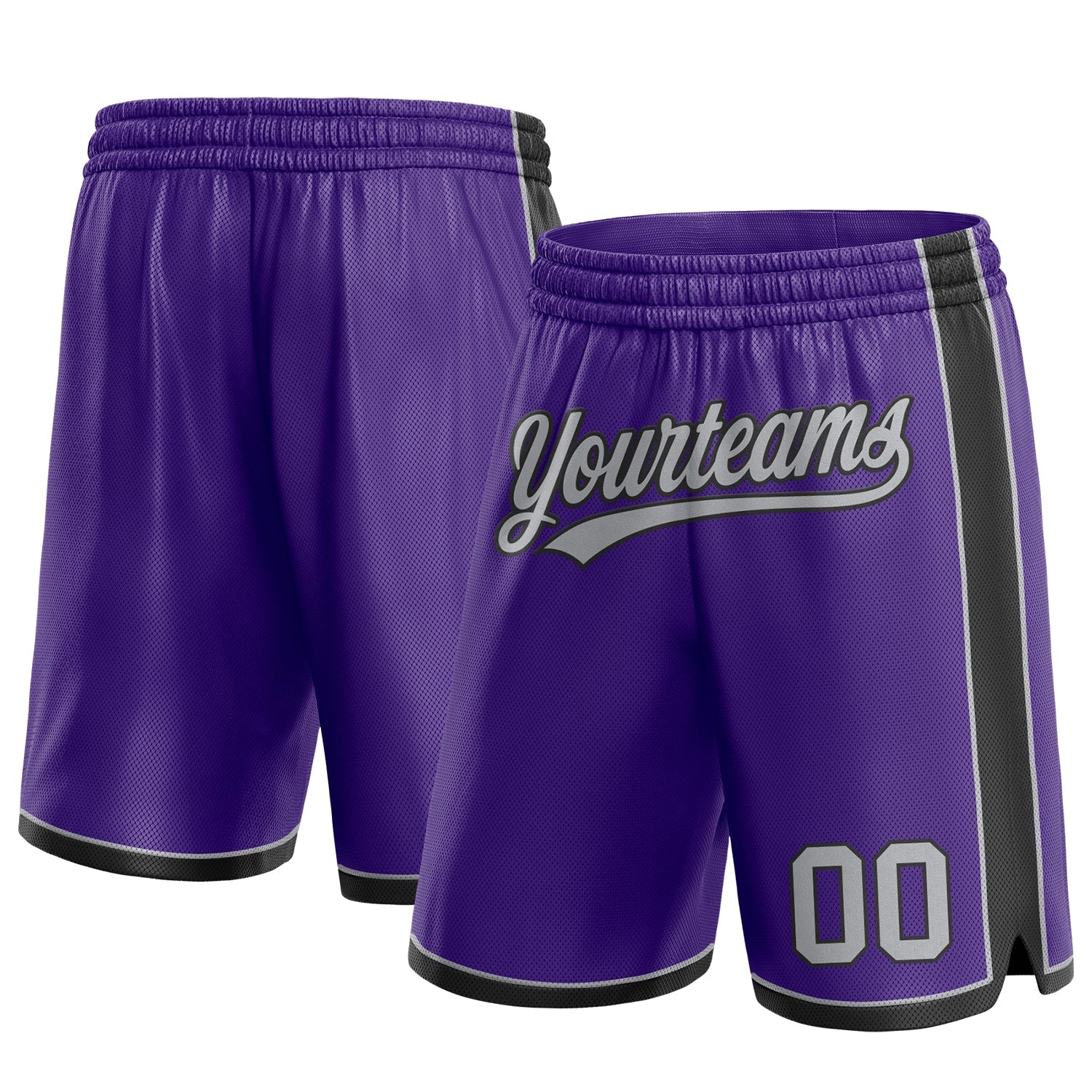 Custom Purple Gray-White Authentic Basketball Shorts - Main View