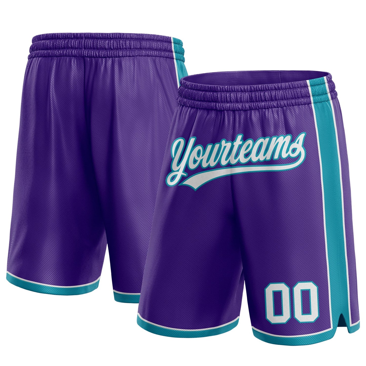 Custom Purple White-Teal Authentic Basketball Shorts - Main View