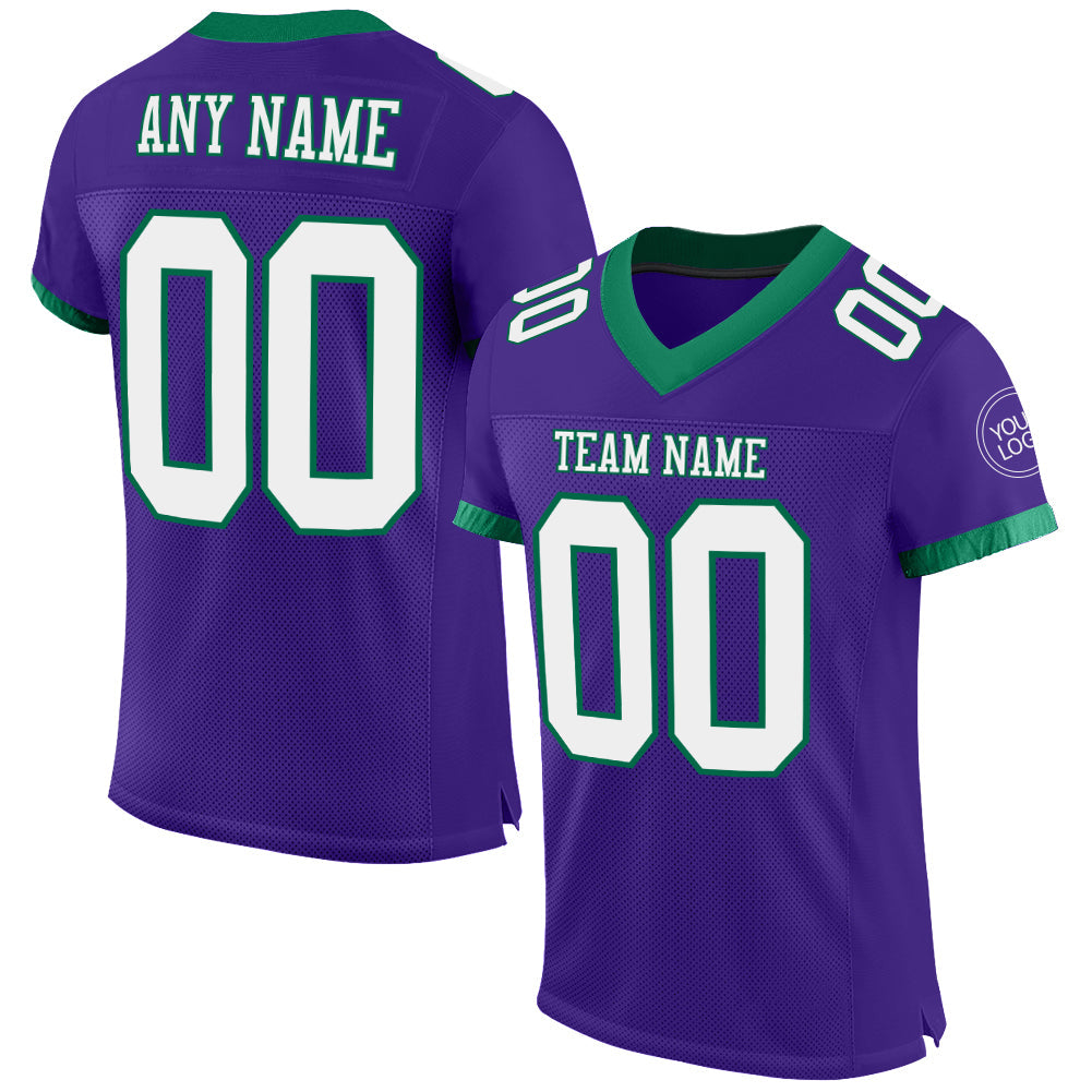 Custom Purple White-Kelly Green Mesh Authentic Football Jersey - Main View