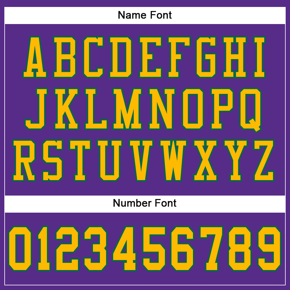 Custom Purple Gold-Kelly Green Mesh Authentic Football Jersey view 5