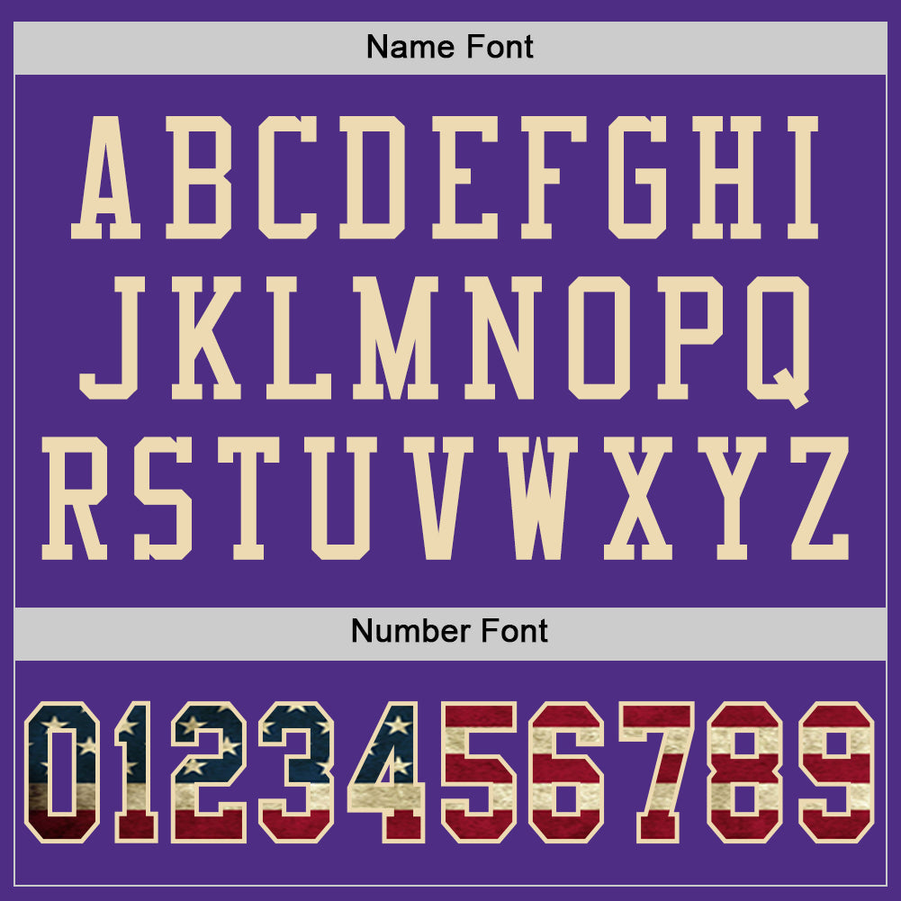 Custom Purple Vintage USA Flag-City Cream Mesh Authentic Football Jersey view 4