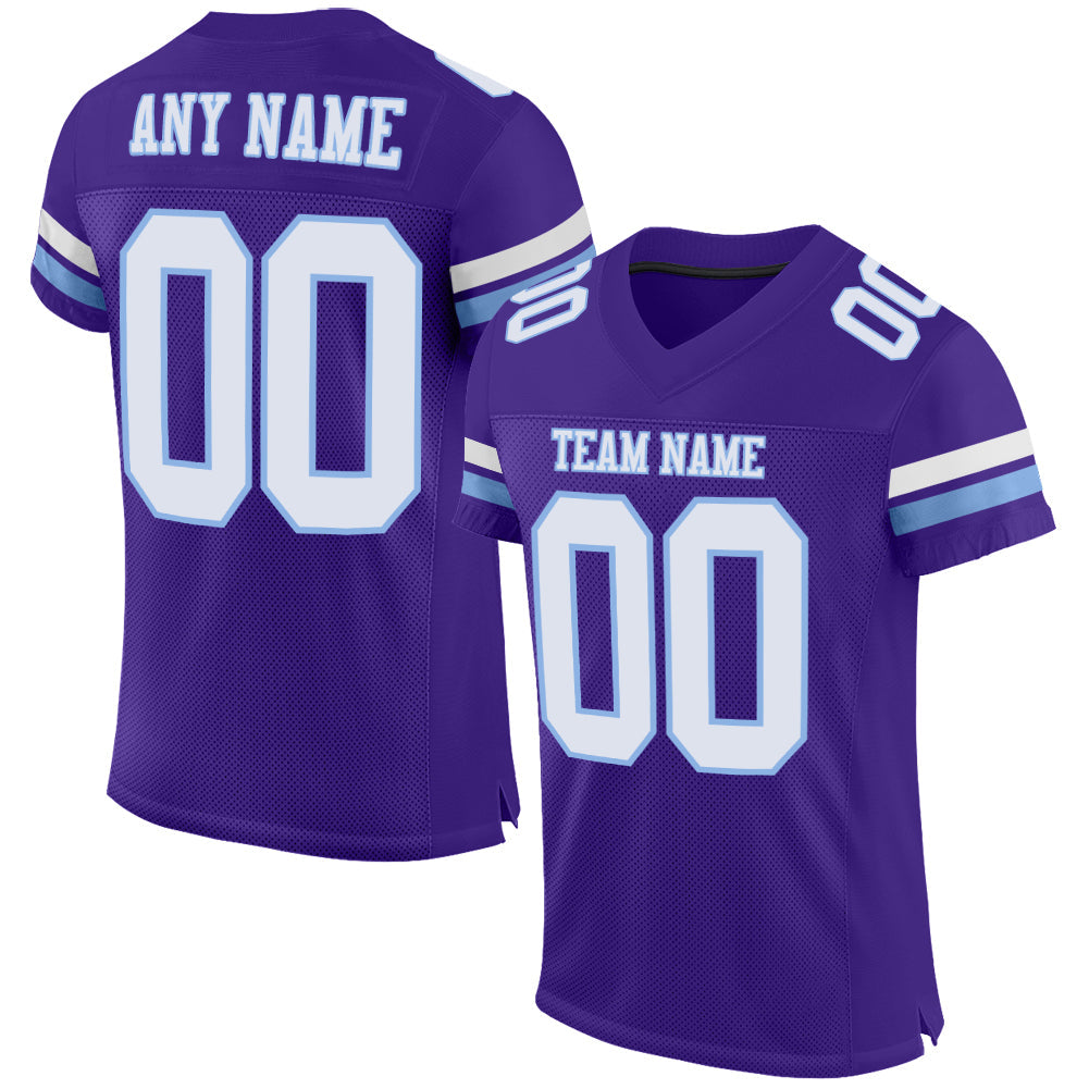 Custom Purple White-Light Blue Mesh Authentic Football Jersey - Main View