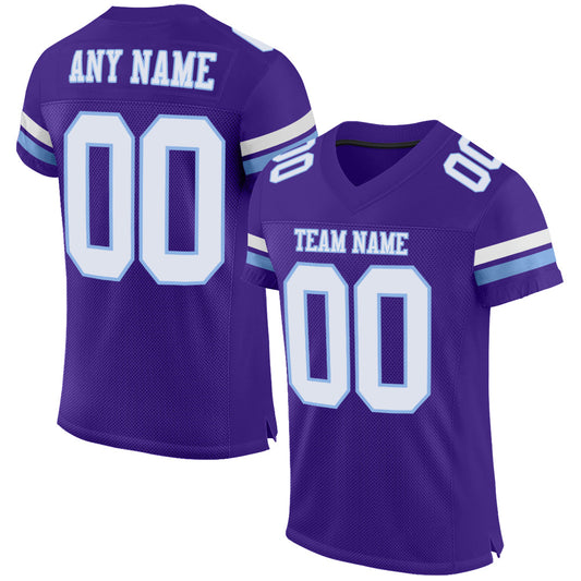 Custom Purple White-Light Blue Mesh Authentic Football Jersey - Main View