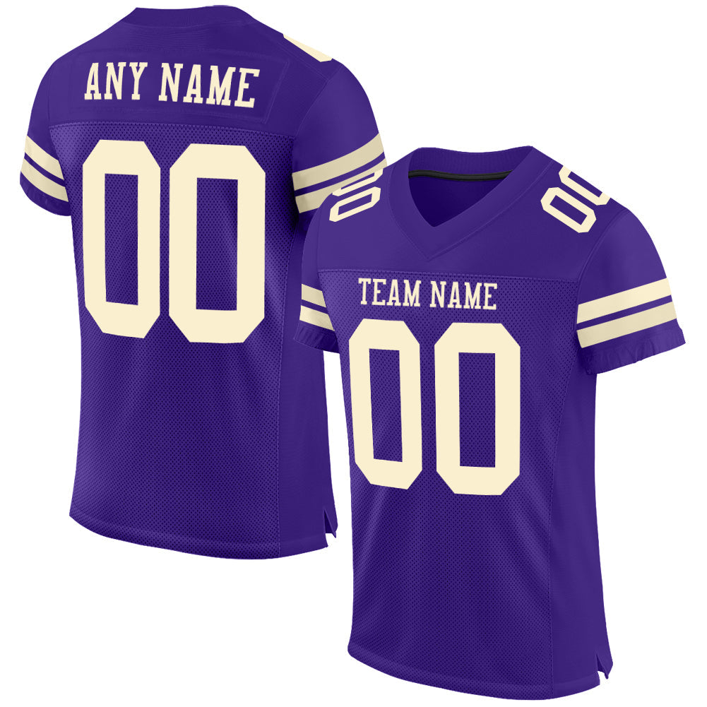 Custom Purple Cream Mesh Authentic Football Jersey - Main View