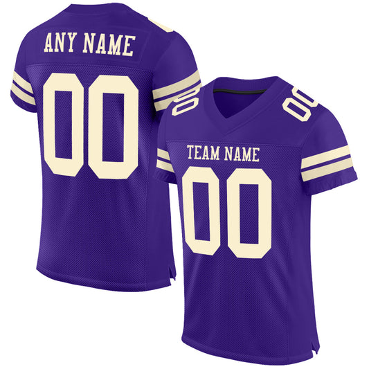 Custom Purple Cream Mesh Authentic Football Jersey - Main View