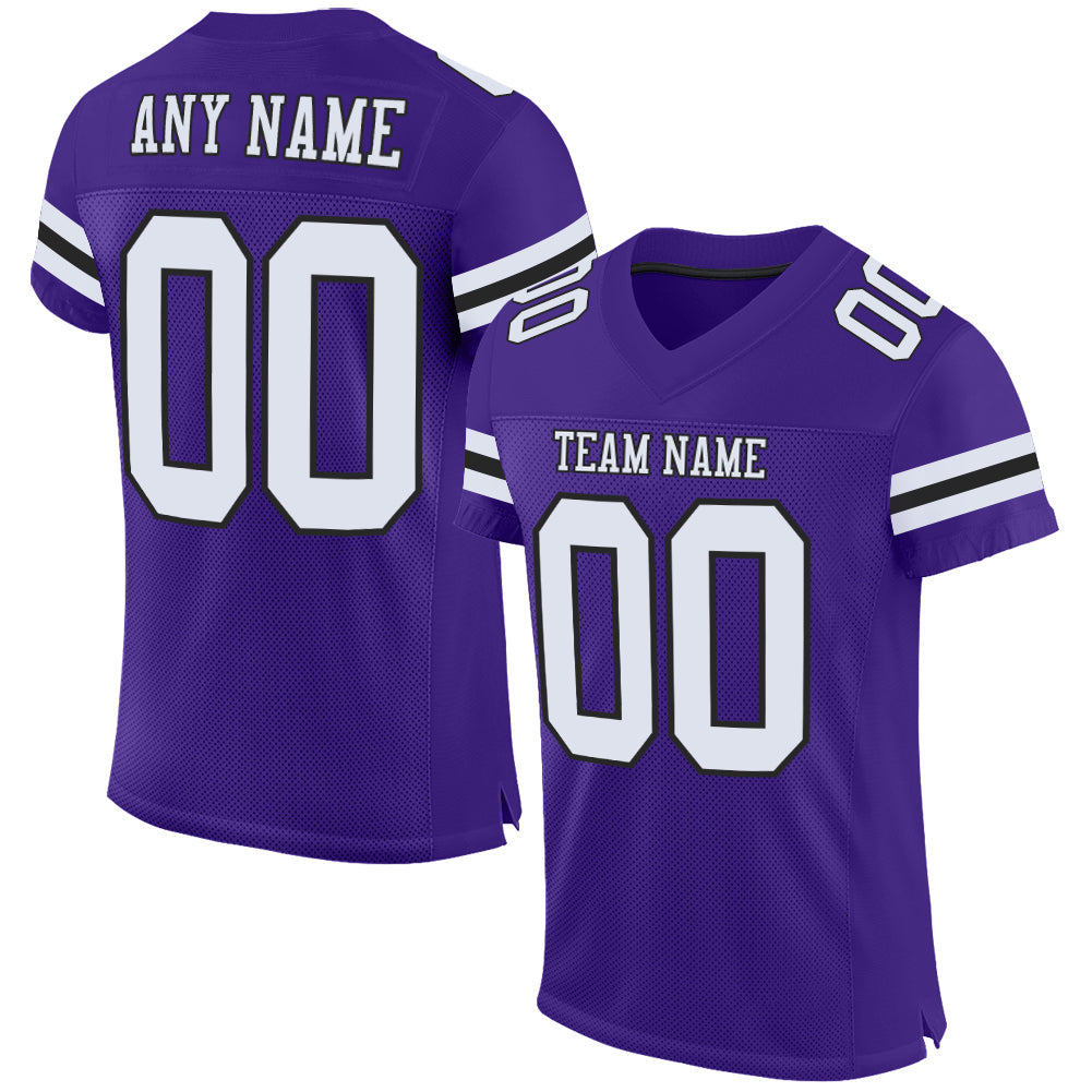 Custom Purple White-Black Mesh Authentic Football Jersey - Main View