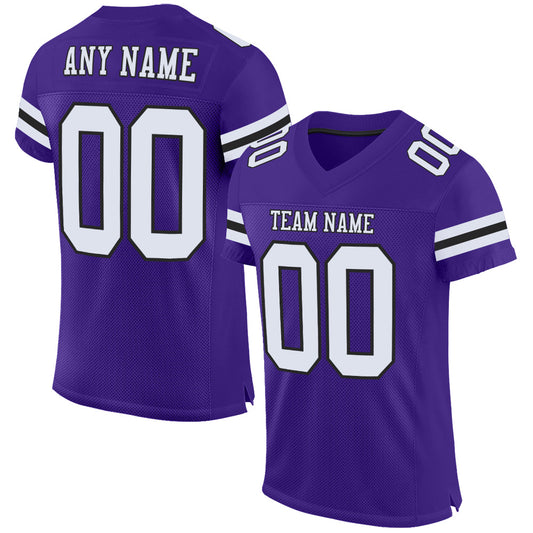 Custom Purple White-Black Mesh Authentic Football Jersey - Main View