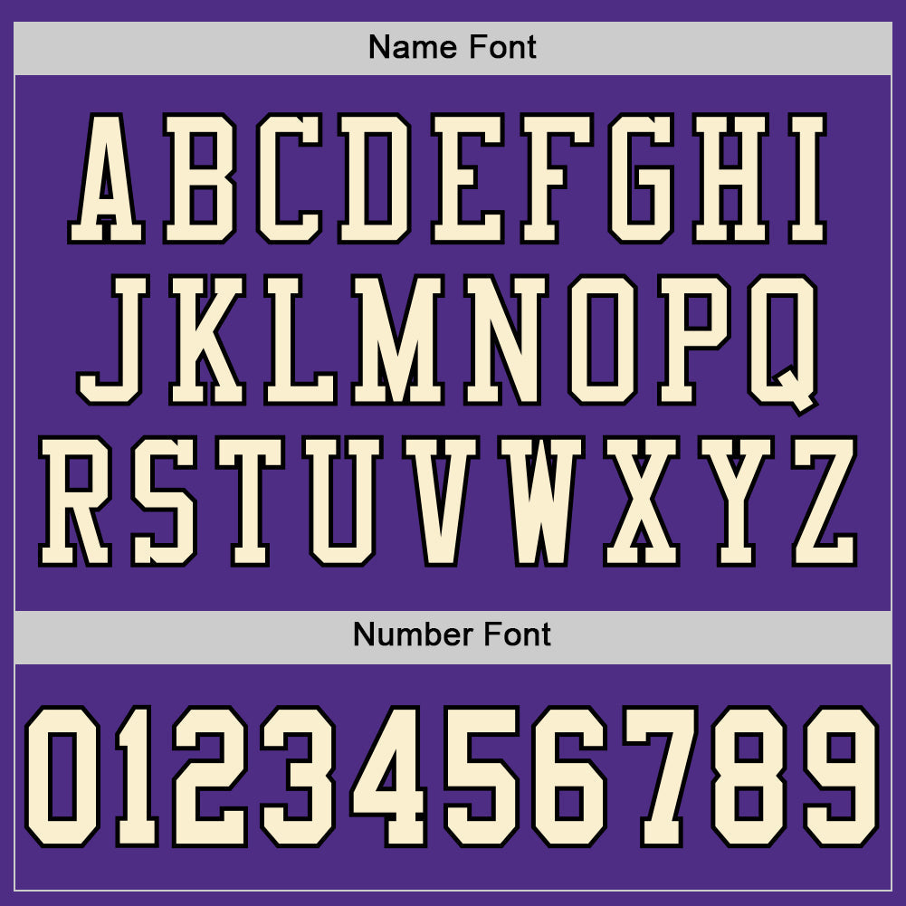 Custom Purple Cream-Black Mesh Authentic Football Jersey view 4