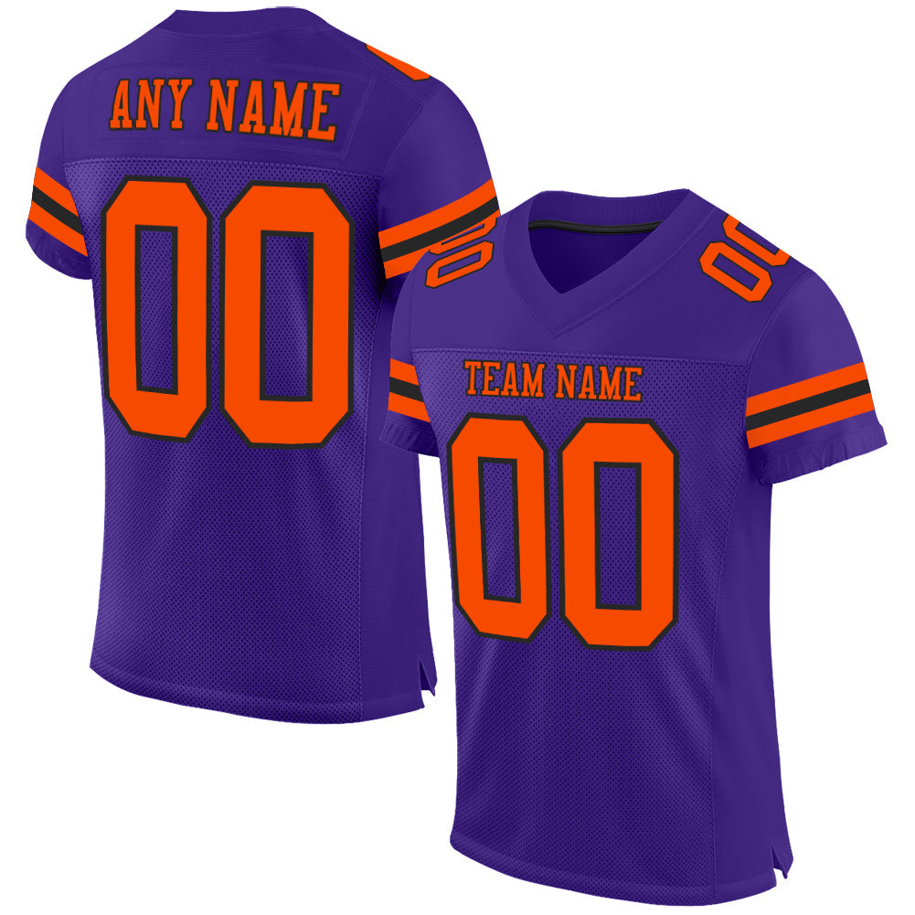 Custom Purple Orange-Black Mesh Authentic Football Jersey - Main View