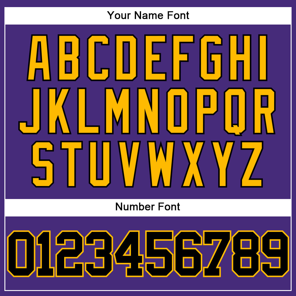 Custom Purple Black-Gold Authentic Baseball Jersey view 5