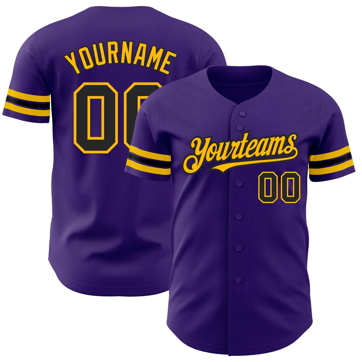 Custom Purple Black-Gold Authentic Baseball Jersey - Main View