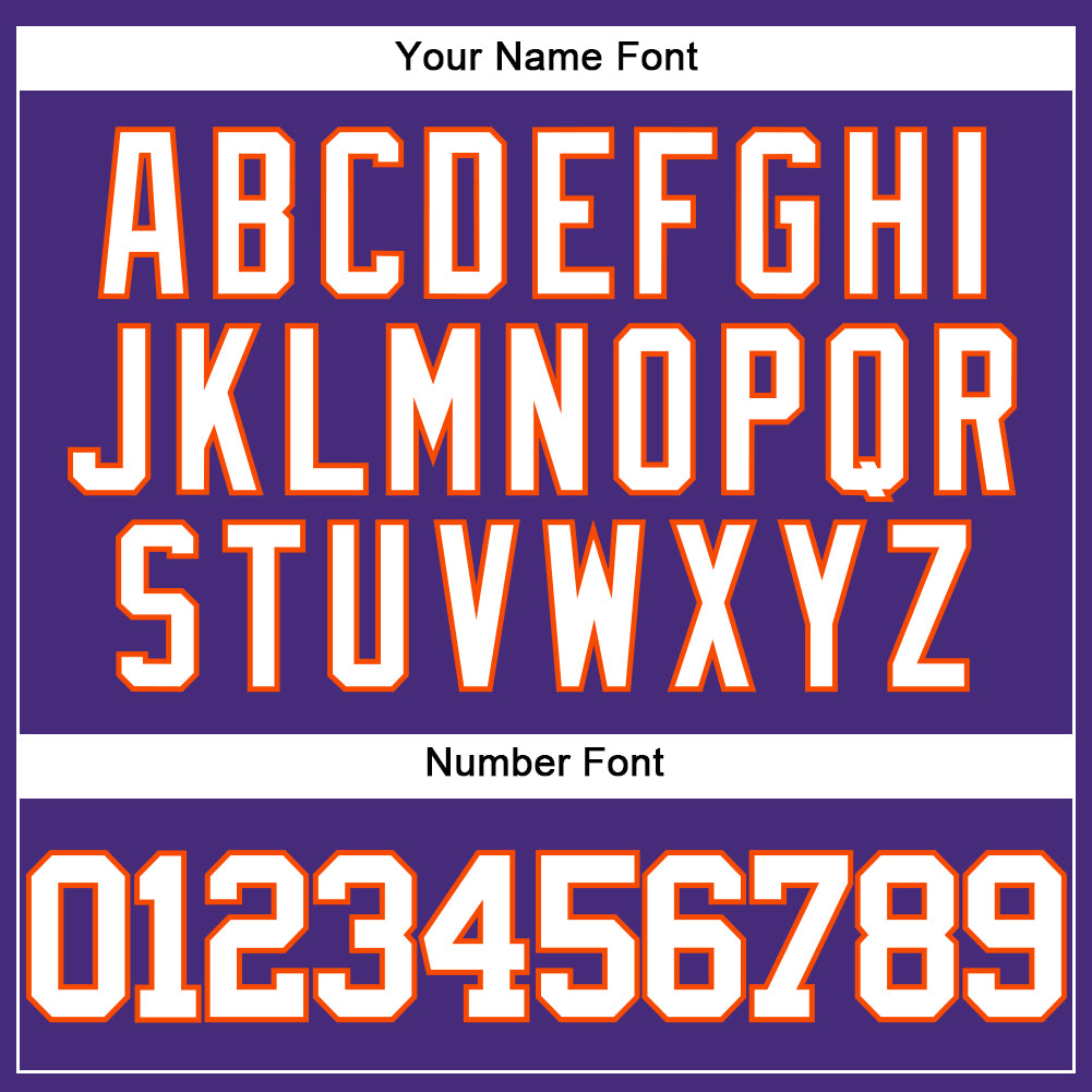 Custom Purple White-Orange Authentic Baseball Jersey view 5