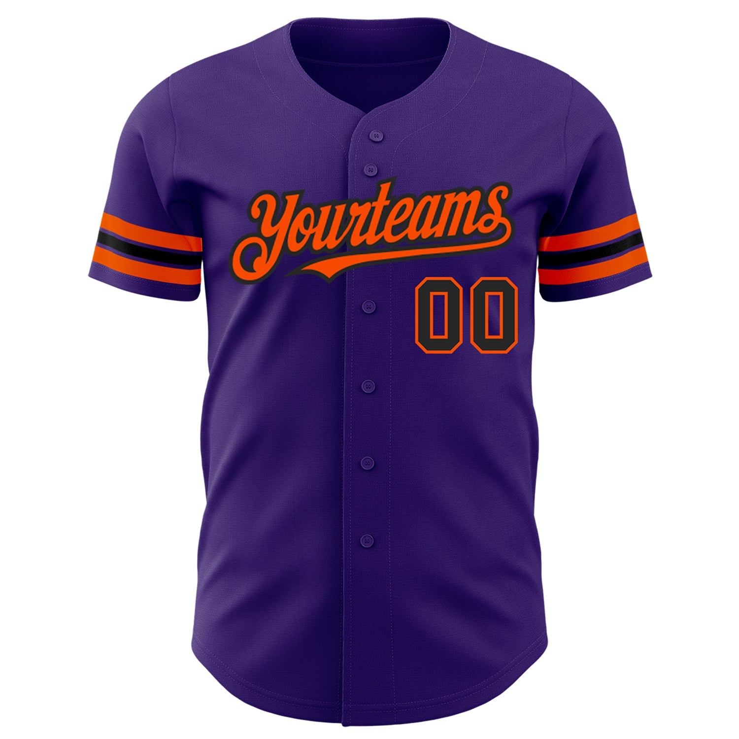 Custom Purple Black-Orange Authentic Baseball Jersey view 2